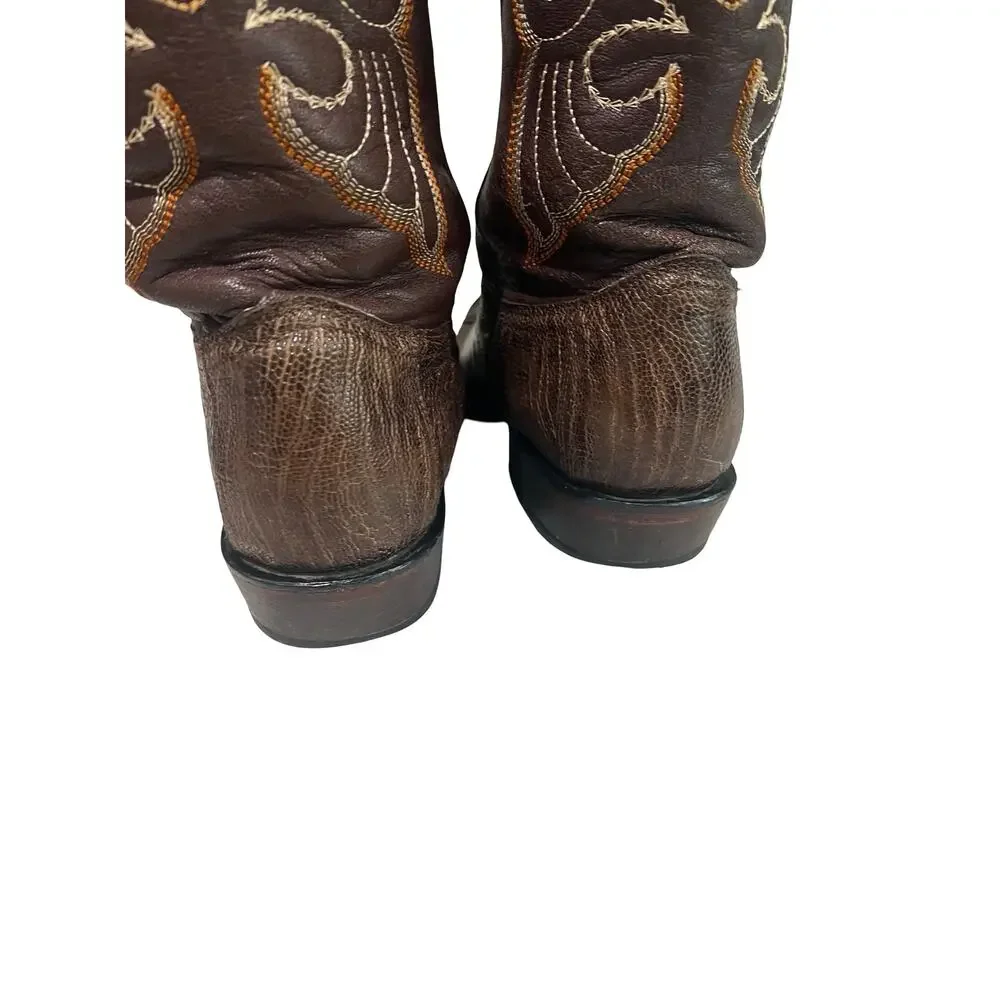 Los Altos Men’s 8D Genuine Ostrich Leg Brown Cowboy Western Boots Exotic